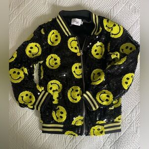 Lola + The Boys Black and Yellow Sequin Smiley Jacket